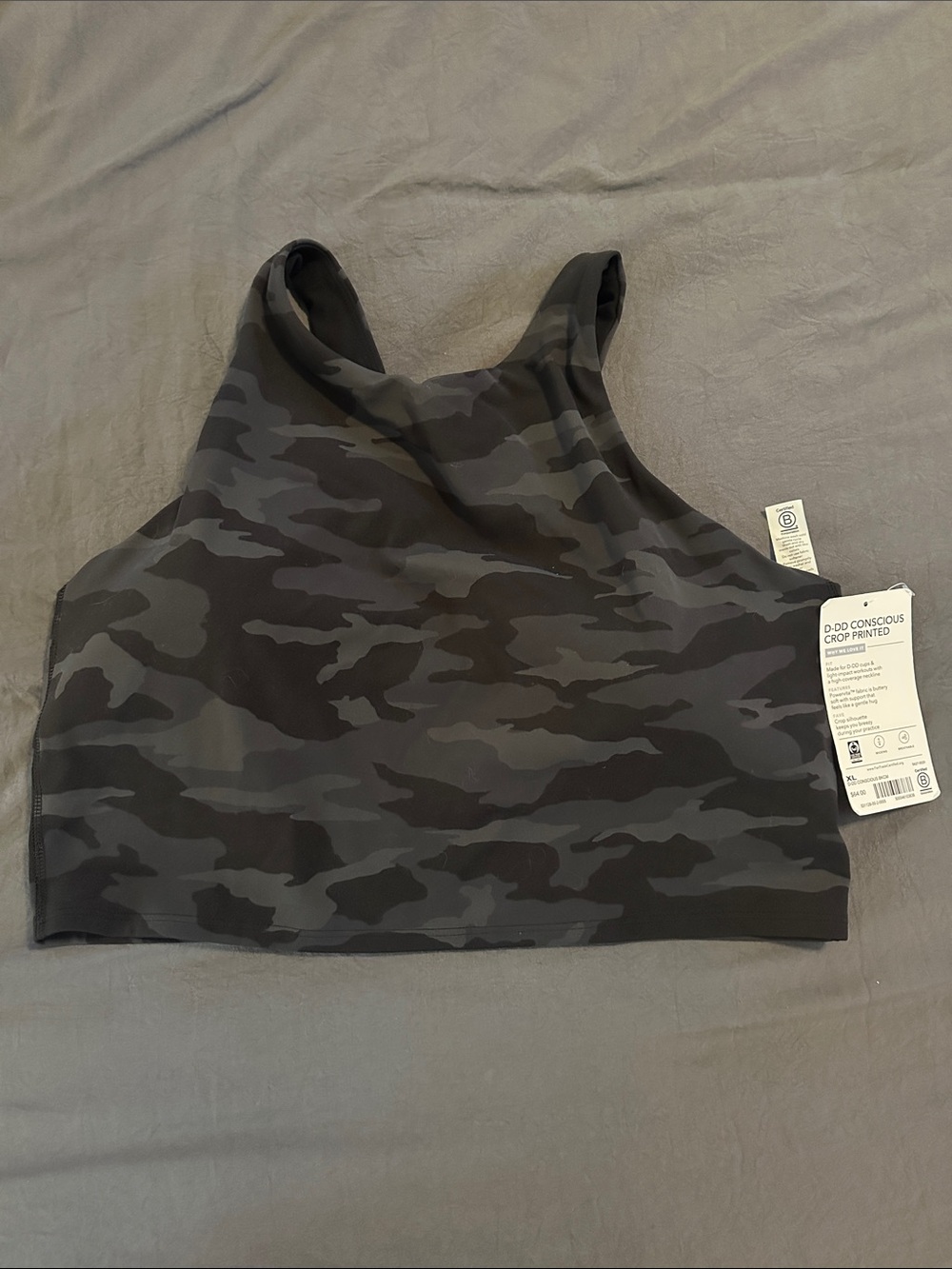 Athleta Black and Charcoal Camouflage Crop Top - Picture 7 of 7